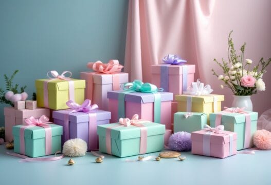 Et udvalg af populære gaver til piger, præsenteret på en stilfuld måde uden tekst.